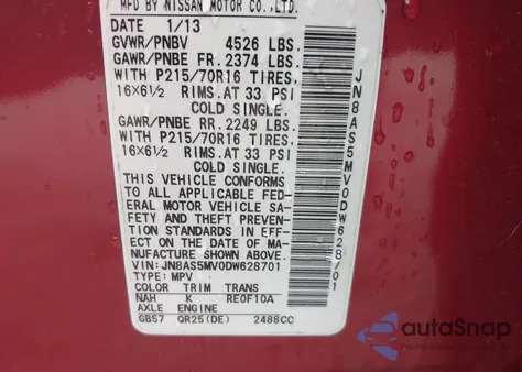 2013 Nissan Rogue S z USA, uszkodzony, nr VIN JN8AS5MV0DW628701